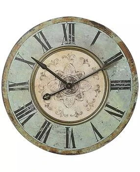 3R Studio | Decorative Round Wood Wall Clock with Distressed Finish, Mint Green,商家Macy's,价格¥1459