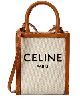 Celine | CELINE Vertical Cabas Mini Canvas & Leather Tote 8.7折