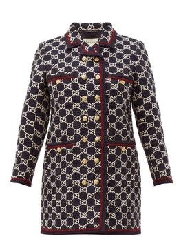 Gucci | GG-jacquard tweed single-breasted coat商品图片,