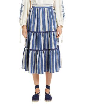 推荐Baruffa Striped Midi Skirt商品
