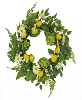 National Tree Company | 22 Daisy, Artichoke and Lemon Wreath,商家Macy's,价格¥398