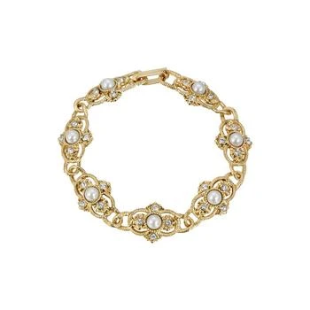 2028 | 14K Gold Plated Imitation Pearl Link Bracelet,商家Macy's,价格¥539