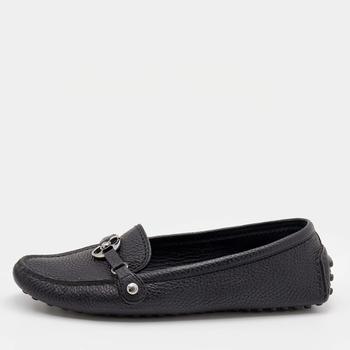 lv鞋, [二手商品] Louis Vuitton | Louis Vuitton Black Grained Leather Rumor Loafers Size 38.5商品图片 满1件减$100, 满减