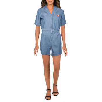 迪克斯怎么样, DICKIES | Dickies Womens Juniors Denim Cuffed Shortalls商品图片 4.6折