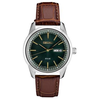 product Men's Solar Essentials Brown Leather Strap Watch 40mm image