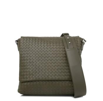 product Bottega Veneta Kaki Green Intrecciato Leather Messenger Bag image