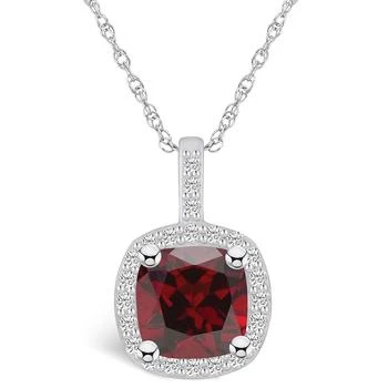 Macy's | Garnet (2-3/4 Ct. T.W.) and Diamond (1/4 Ct. T.W.) Halo Pendant Necklace in 14K White Gold,商家Macy's,价格¥15321