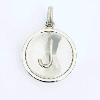 商品Burberry Marbled Resin J' Alphabet Charm In Palladium/Mother-Of-Pearl图片