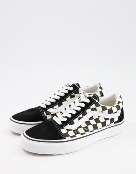 vans棋盘格价格, Vans | Vans Old Skool checkerboard trainers in white/black商品图片 