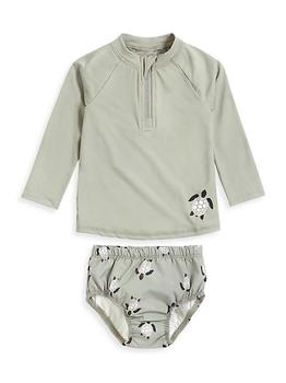 商品Petit Lem | Baby Boy's 2-Piece Rashguard Top & Turtle Swim Diaper Set,商家Saks Fifth Avenue,价格¥354图片
