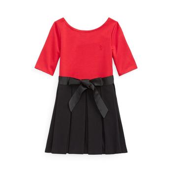 商品Ralph Lauren | Little and Toddler Girls Pleated Ponte Fit and Flare Dress,商家Macy's,价格¥177图片