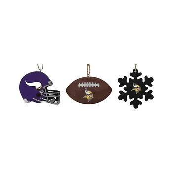 Memory Company | The Minnesota Vikings Three-Pack Helmet, Football and Snowflake Ornament Set,商家Macy's,价格¥224