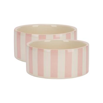 Juicy Couture | 2-Piece 16 oz Ceramic Bowl Set, Rose Stripe商品图片,额外7折, 额外七折
