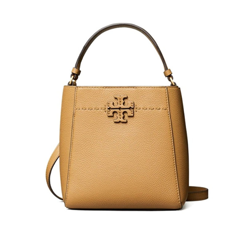 Tory Burch, Tory Burch | TORY BURCH 托里·伯奇TB女包MCGRAW小号牛皮手提单肩斜挎水桶包女包74956棕色商品图片 额外8折, 满1件减$11, 包邮包税, 额外八折, 满一件减$11