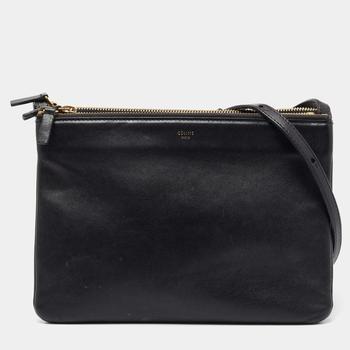 celine trio, [二手商品] Celine | Celine Black Leather Large Trio Crossbody Bag商品图片 9.6折, 满1件减$100, 满减