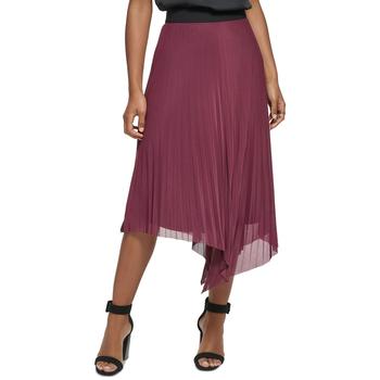 Calvin Klein | Women's Asymmetrical Hem Pleated Midi Skirt商品图片,独家减免邮费