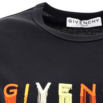 推荐Givenchy 纪梵希 女士黑色彩色徽标刺绣短袖T恤  BW707Y3Z3R-001商品