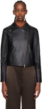 Vince | Black Asymmetric Leather Jacket商品图片,