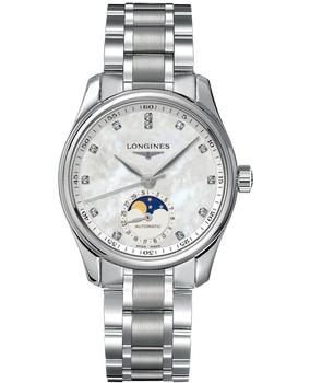 Longines Master Collection Automatic 34mm Mother of Pearl Diamond Dial Steel Women's Watch L2.409.4.87.6,价格$2135
