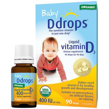 商品Ddrops | Ddrops 婴儿维生素D3滴剂 400IU 90滴,商家Walgreens,价格¥122图片