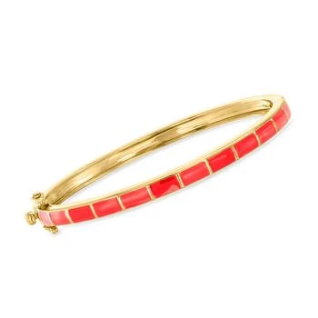 Ross-Simons | Ross-Simons Red Enamel Striped Bangle Bracelet in 18kt Gold Over Sterling,商家Premium Outlets,价格¥976
