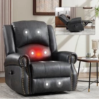 Streamdale Furniture | Streamdale Heat Massage Rocker Swivel Recliner Chair, Grey,商家Premium Outlets,价格¥4497