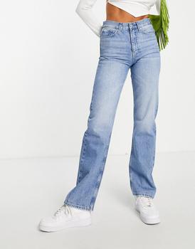 推荐Calvin Klein Jeans high rise straight leg jeans in light wash商品