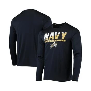 CHAMPION | Men's Navy Navy Midshipmen Wordmark Slash Long Sleeve T-shirt 