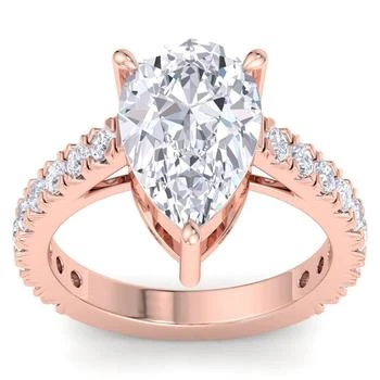 5 Carat Pear Shape Lab Grown Diamond Classic Engagement Ring In 14k Rose Gold (g-h, Vs2)