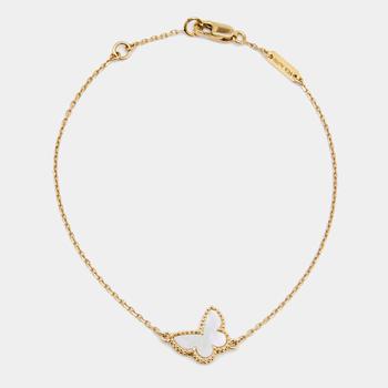 推荐Van Cleef & Arpels Sweet Alhambra Butterfly Mother of Pearl 18k Yellow Gold Link Bracelet商品
