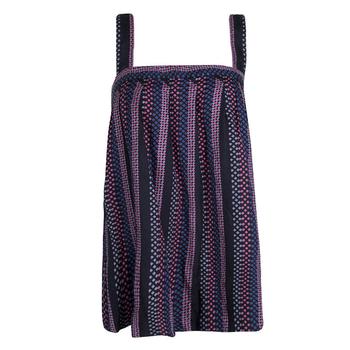 推荐Marc By Marc Jacobs Navy Blue Cotton Silk Dotted Sleeveless Top L商品