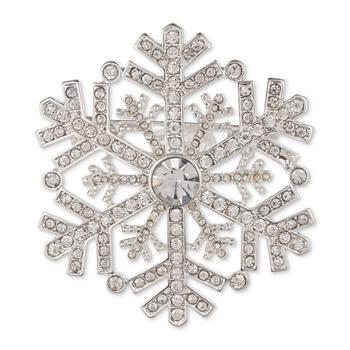商品Silver-Tone Crystal Pavé Snowflake Pin图片