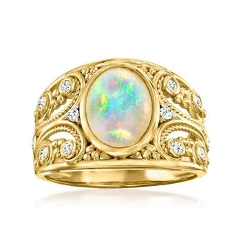 Ross-Simons | Ross-Simons Ethiopian Opal Ring With White Topaz in 18kt Gold Over Sterling,商家Premium Outlets,价格¥1553