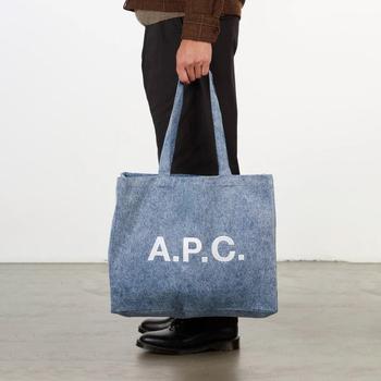A.P.C.精选, A.P.C. | 牛仔蓝徽标印花手提单肩托特包【香港仓极速发货】商品图片 额外7折, 额外七折
