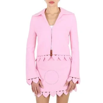 推�荐Ladies Pink Love-Heart Hem Cropped Blazer Jacket商品