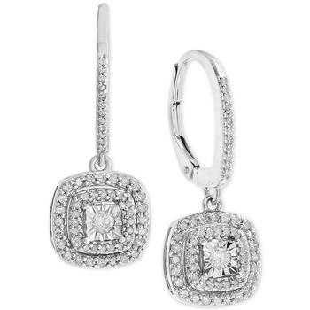 Macy's | Diamond Halo Drop Earrings (1/2 ct. t.w.) in Sterling Silver, 14k Rose Gold Sterling Silver & 14k Gold Sterling Silver.商品图片,2.8折