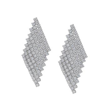 Macy's | Fine Silver Plated Cubic Zirconia Dangling Diamond-Shaped Post Earrings商品图片,