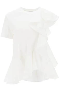 Alexander McQueen | Alexander mcqueen ruffled asymmetric jersey top 6.5折