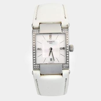 推荐Tissot Mother of Pearl Diamond Leather T2 T090.310.66.116.00 Women's Wristwatch 23 mm商品
