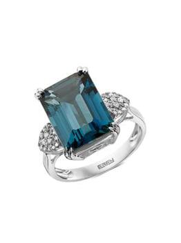 商品Effy | 14K White Gold, London Blue Topaz & Diamond Ring,商家Saks OFF 5TH,价格¥10149图片