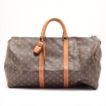 lv行李箱, [二手商品] Louis Vuitton | Louis Vuitton Brown Monogram Canvas Leather Keepall 50 cm Duffle Bag Luggage商品图片 