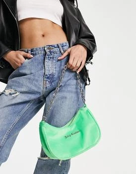Juicy Couture velour shoulder bag with chain in green,价格$72.95