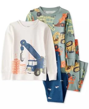 Carter's | Toddler Boys Construction-Print Snug-Fit Cotton Pajamas, 4 Piece Set,商家Macy's,价格¥148