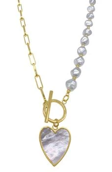 ADORNIA | 14K Yellow Gold Plated 10mm Pearl Heart Pendant Necklace,商家Nordstrom Rack,价格¥246
