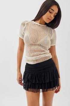 Urban Outfitters | UO Kylie Tiered Polka Dot Mini Skirt商品图片,