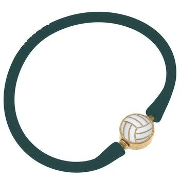 Canvas Style | Enamel Volleyball Silicone Bali Bracelet In Hunter Green,商家Verishop,价格¥213