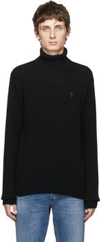 ami毛衣, AMI | Black Cashmere Ami de Cœur Turtleneck商品图片 4.5折