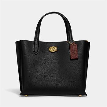 推荐Coach Women's Polished Pebble Willow Tote Bag 24 - Black商品