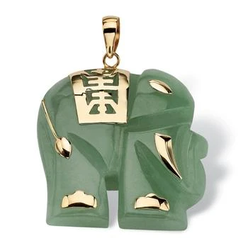 Palm Beach Jewelry | Genuine Jade 14k Gold Good Fortune Elephant Pendant,商家Premium Outlets,价格¥1251
