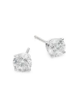 商品Diana M Jewels | 14K White Gold & 1 TCW Diamond Stud Earrings,商家Saks OFF 5TH,价格¥19726图片